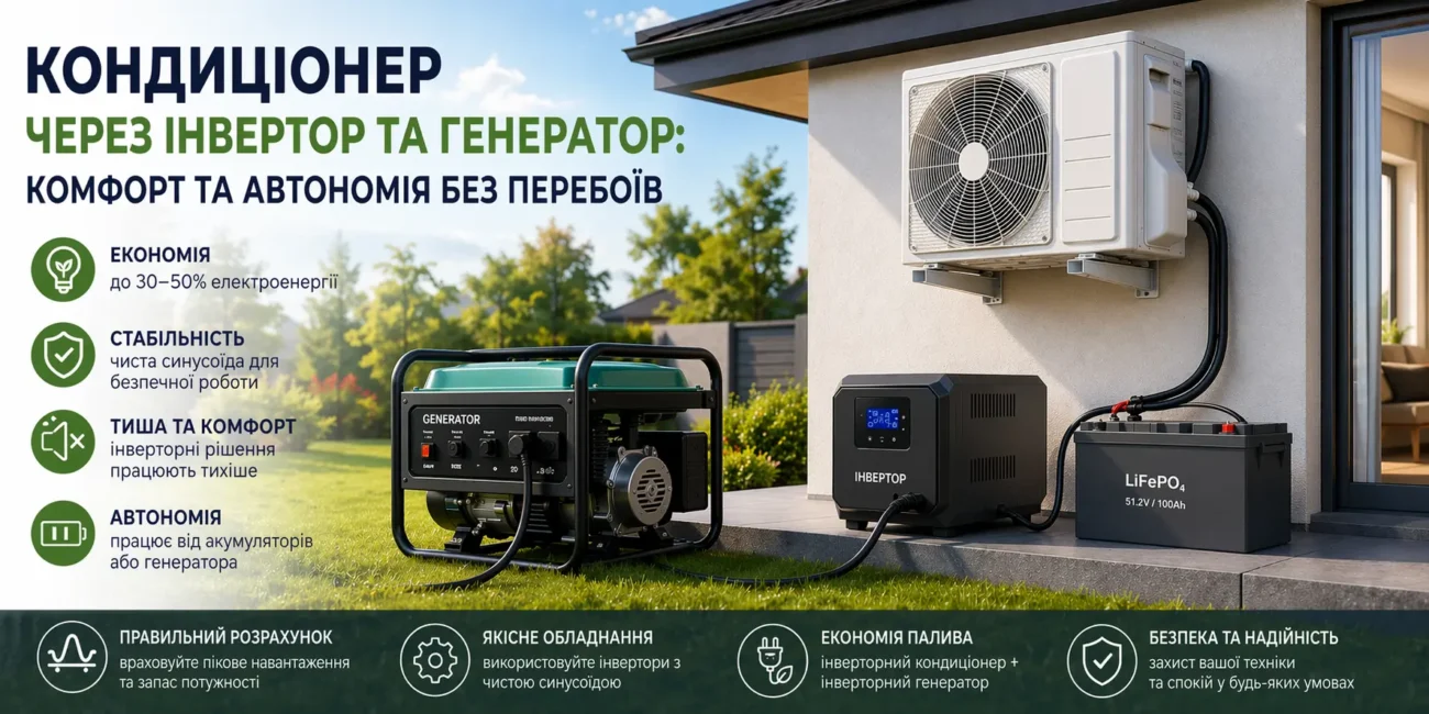 Використання кондиціонера через інвертор та генератор: практичне рішення при відключеннях світла