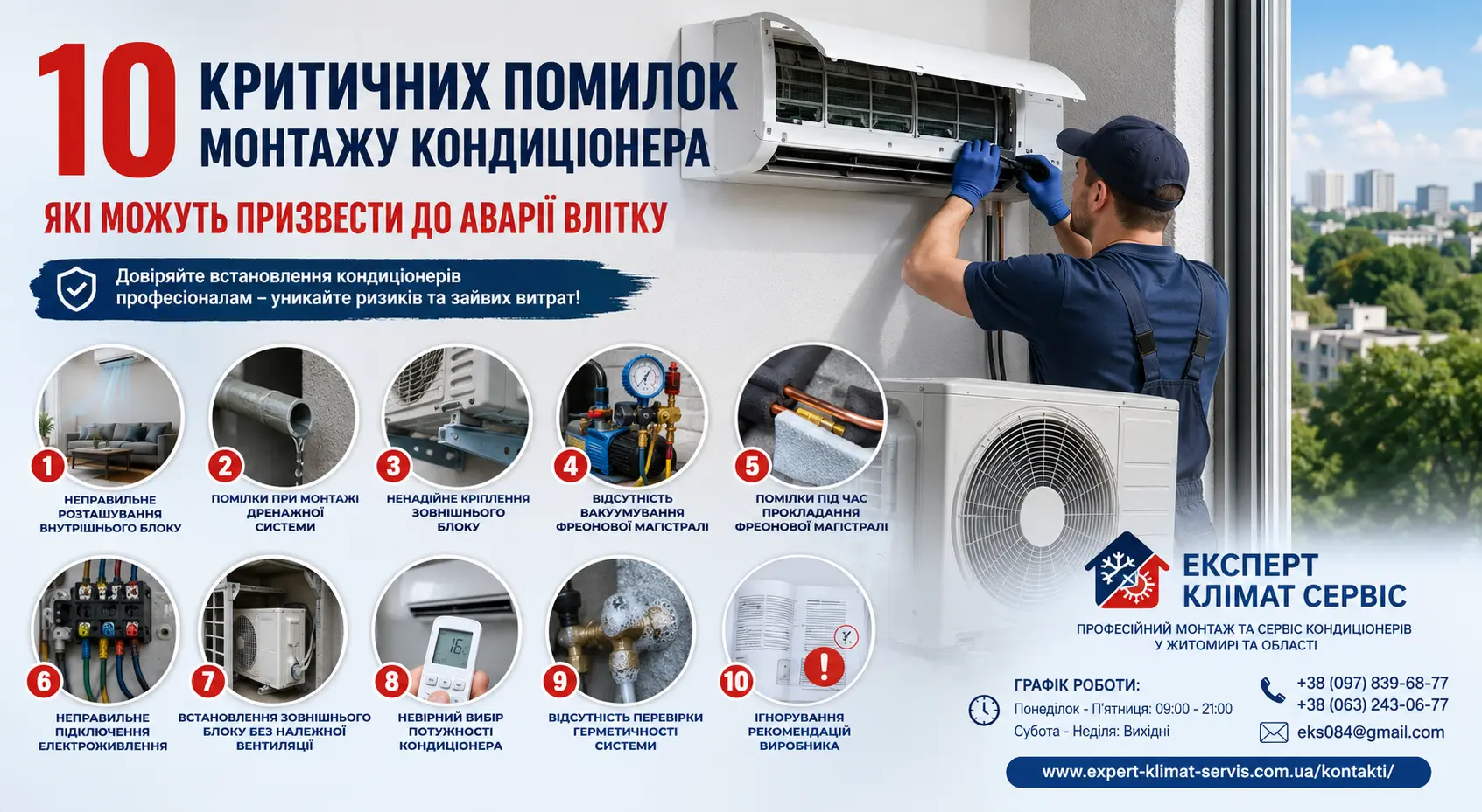 10 критичних помилок монтажу кондиціонера, які можуть призвести до аварії влітку