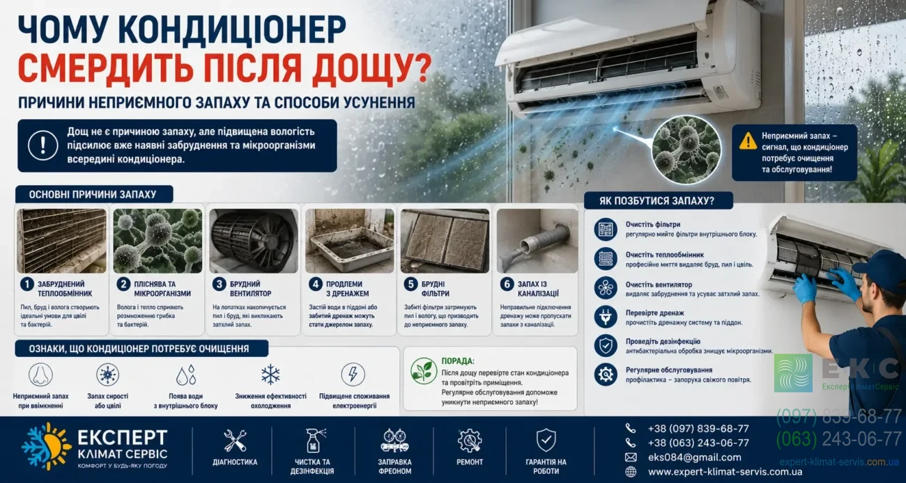Чому кондиціонер смердить після дощу: причини неприємного запаху та способи його усунення
